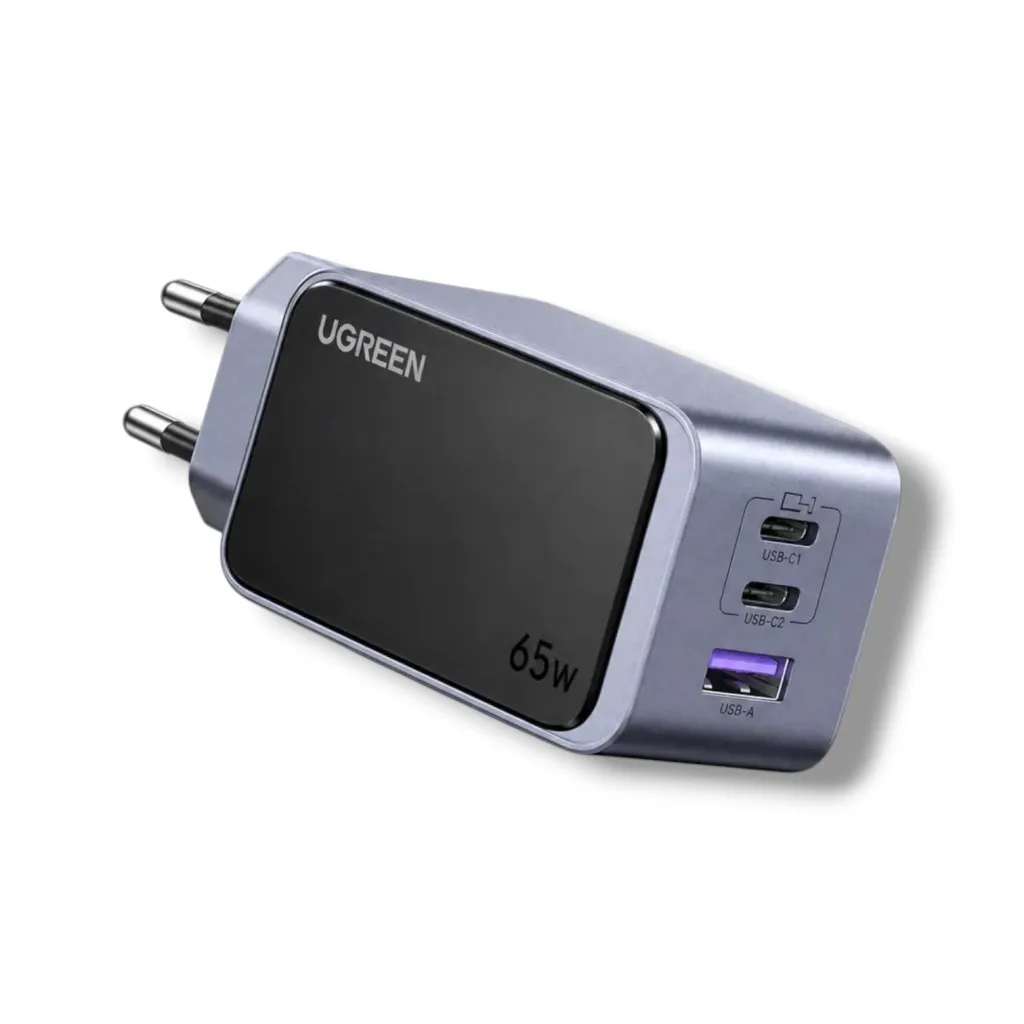 UGREEN Nexode S 65W 3-Port GaN Charger 2x USB-C 1x USB-A 100-240V Black - New